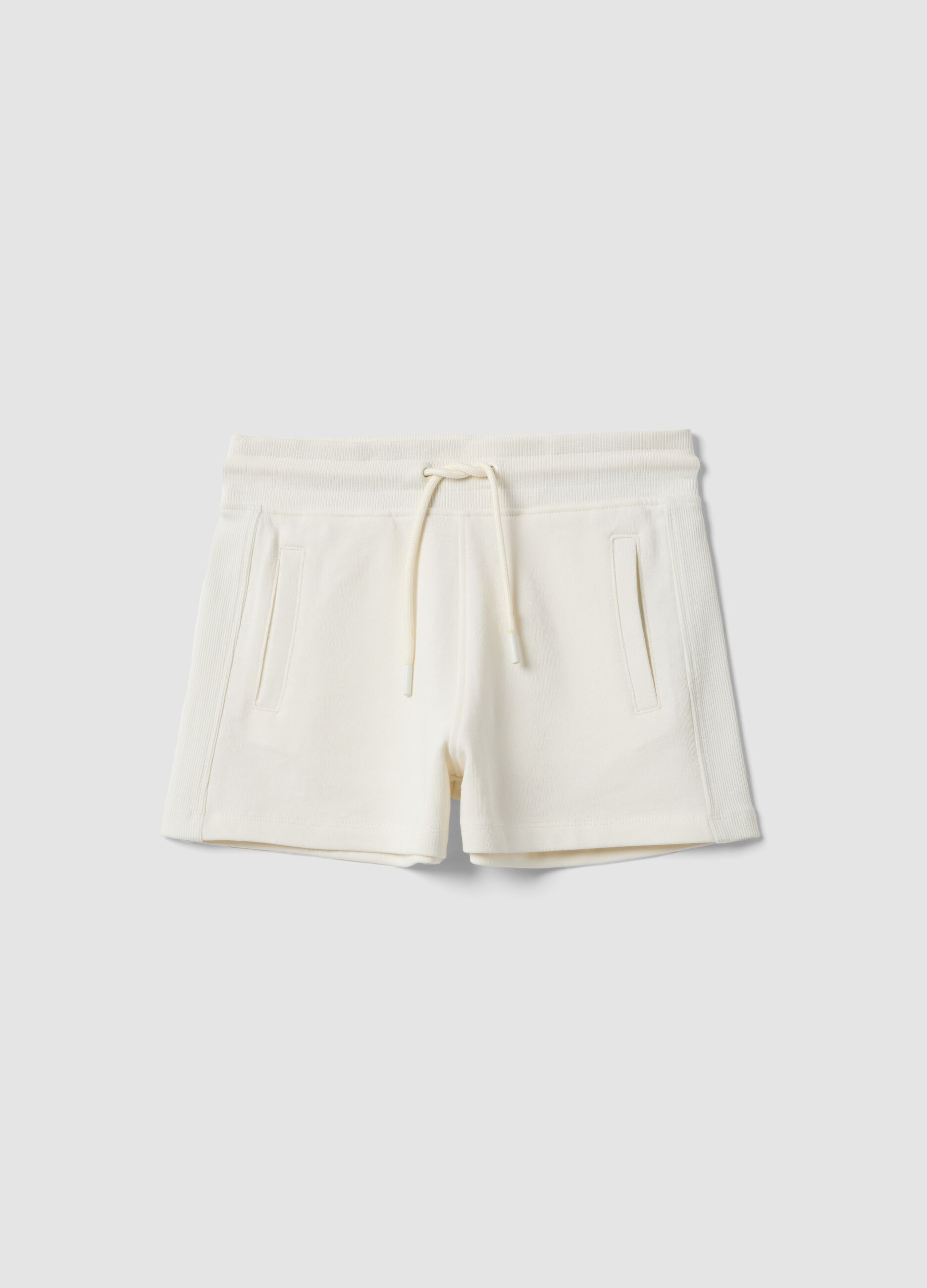 Wei&szlig;e M&auml;dchen-Shorts aus 100% Bio-Baumwolle mit elastischem Bund