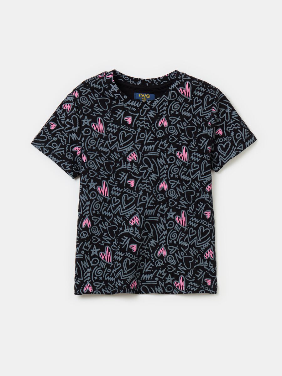 Printed cotton stretch T-shirt_0