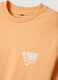 Orange pure cotton jersey T-shirt with chest print, regular fit_6