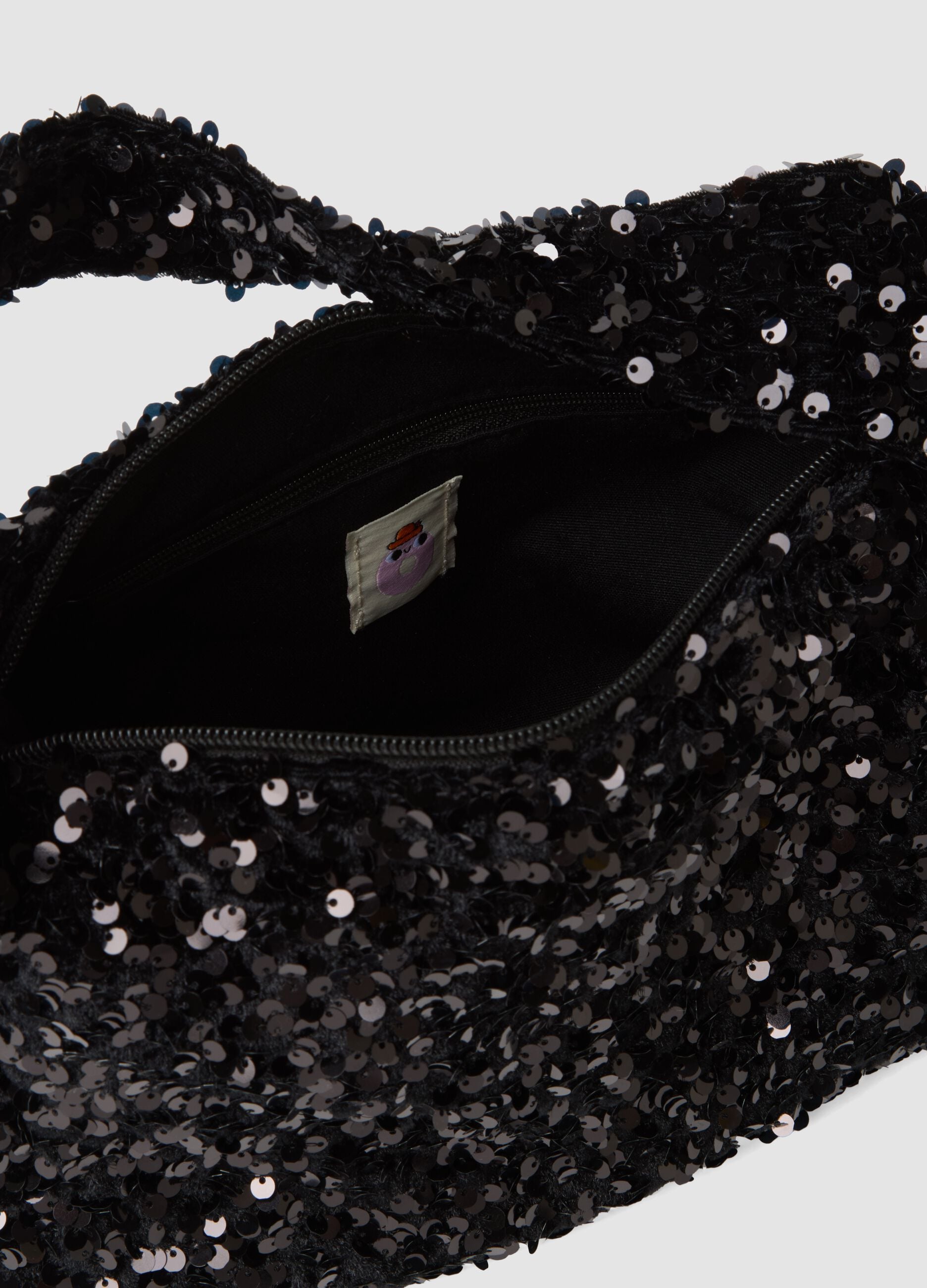 Borsa nera con paillettes a mano