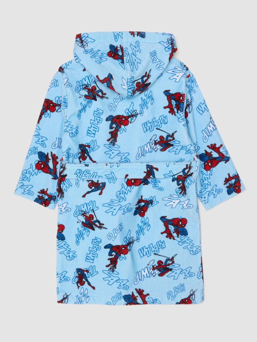 Blue pure cotton hooded MARVEL Spider-Man bathrobe for boys_1