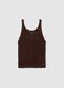 Brown pure cotton vest with perforated texture_4
