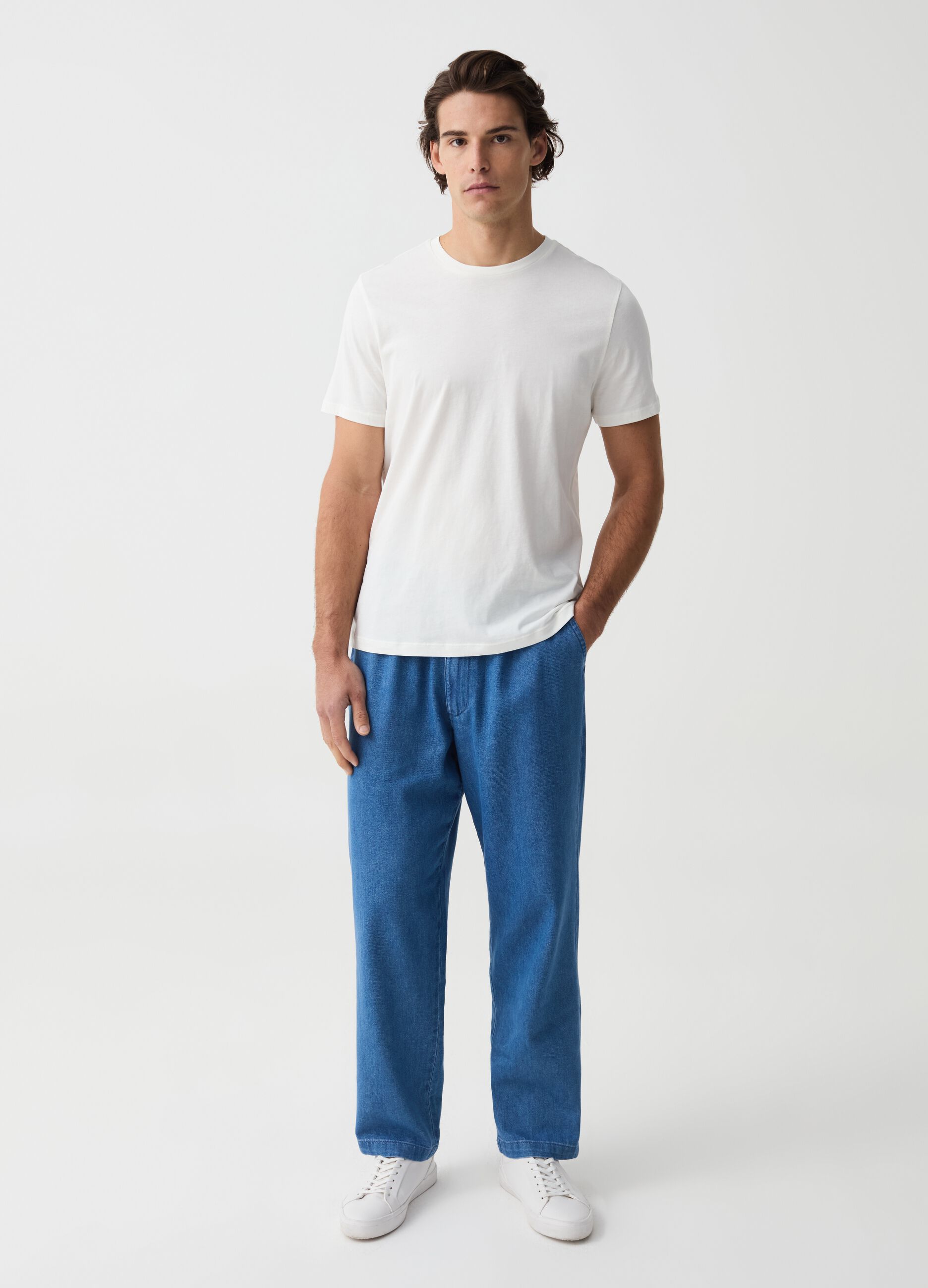 Relaxed-fit chino jogger trousers in denim