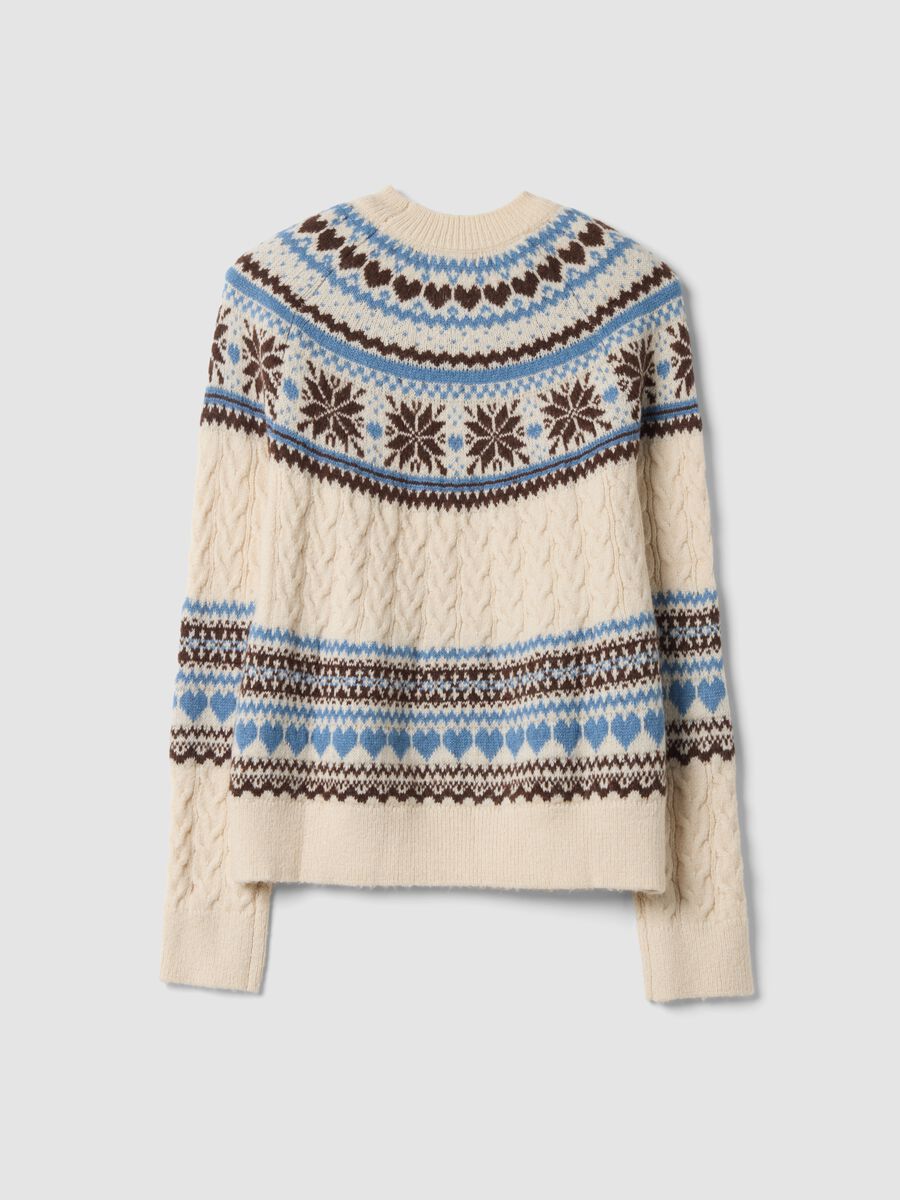 Beige jacquard crew-neck oversized jumper_2