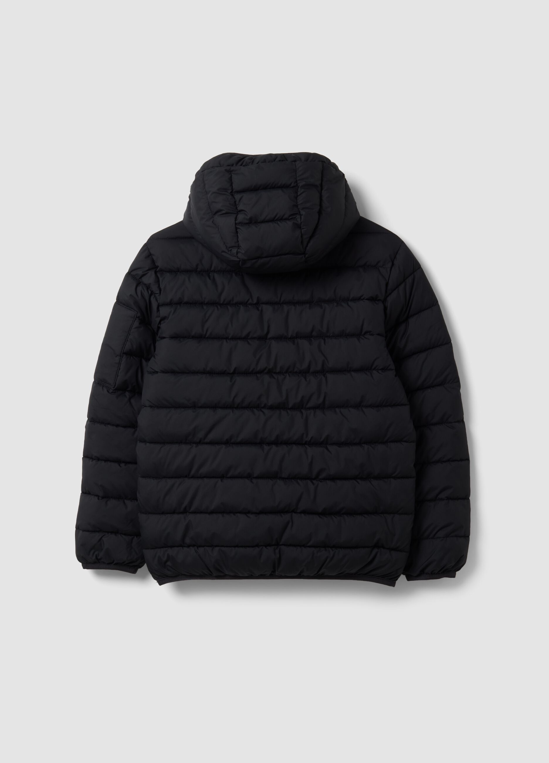 Giubbotto Ultralight nero imbottito con cappuccio e zip per ragazzo