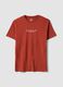 Rotes T-Shirt mit Schriftzug aus reiner Baumwolle, Regular Fit_0