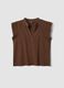 Brown pure cotton T-shirt with crochet details, regular fit_4