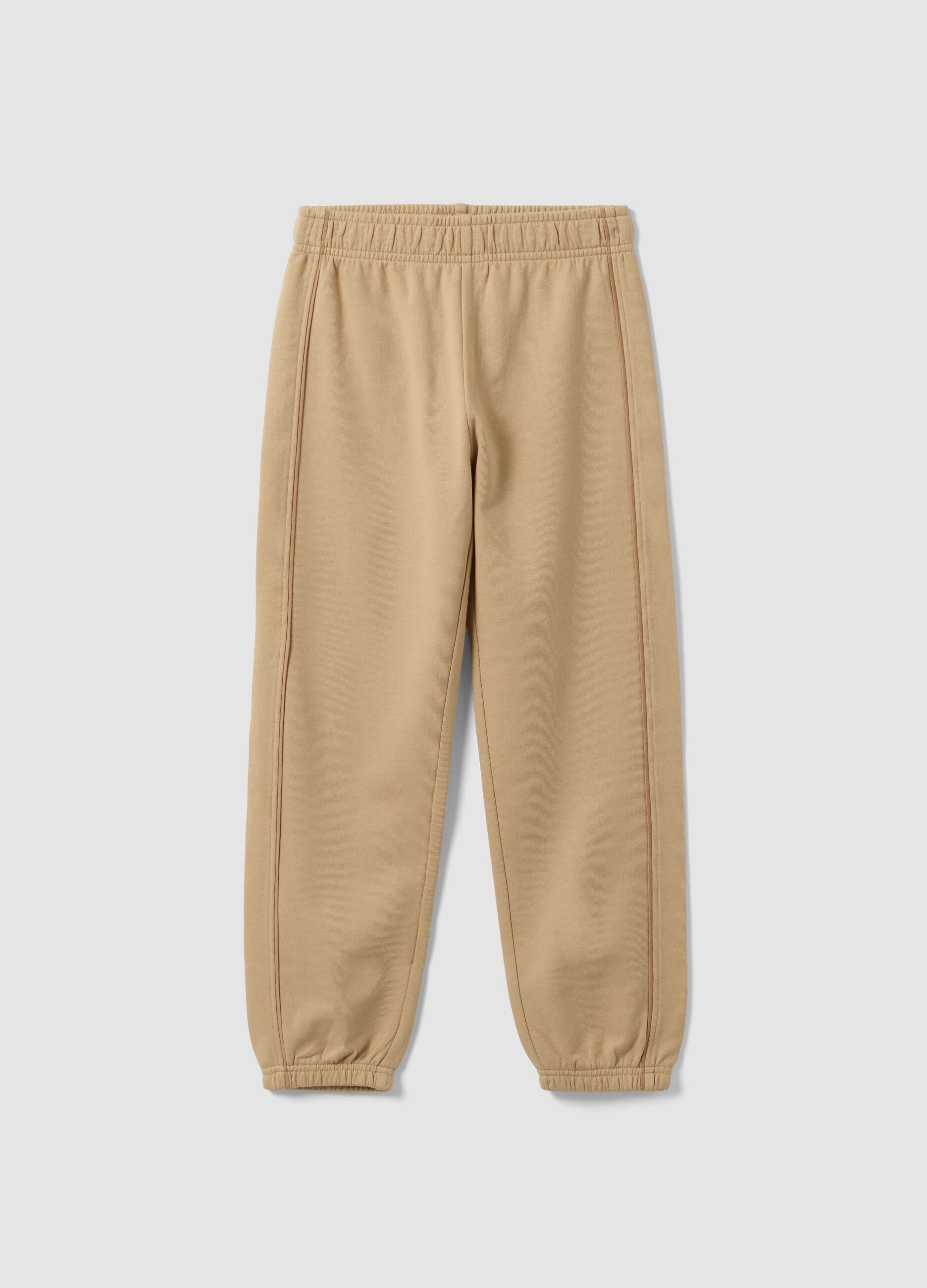 Beige organic cotton comfort-fit joggers for boys