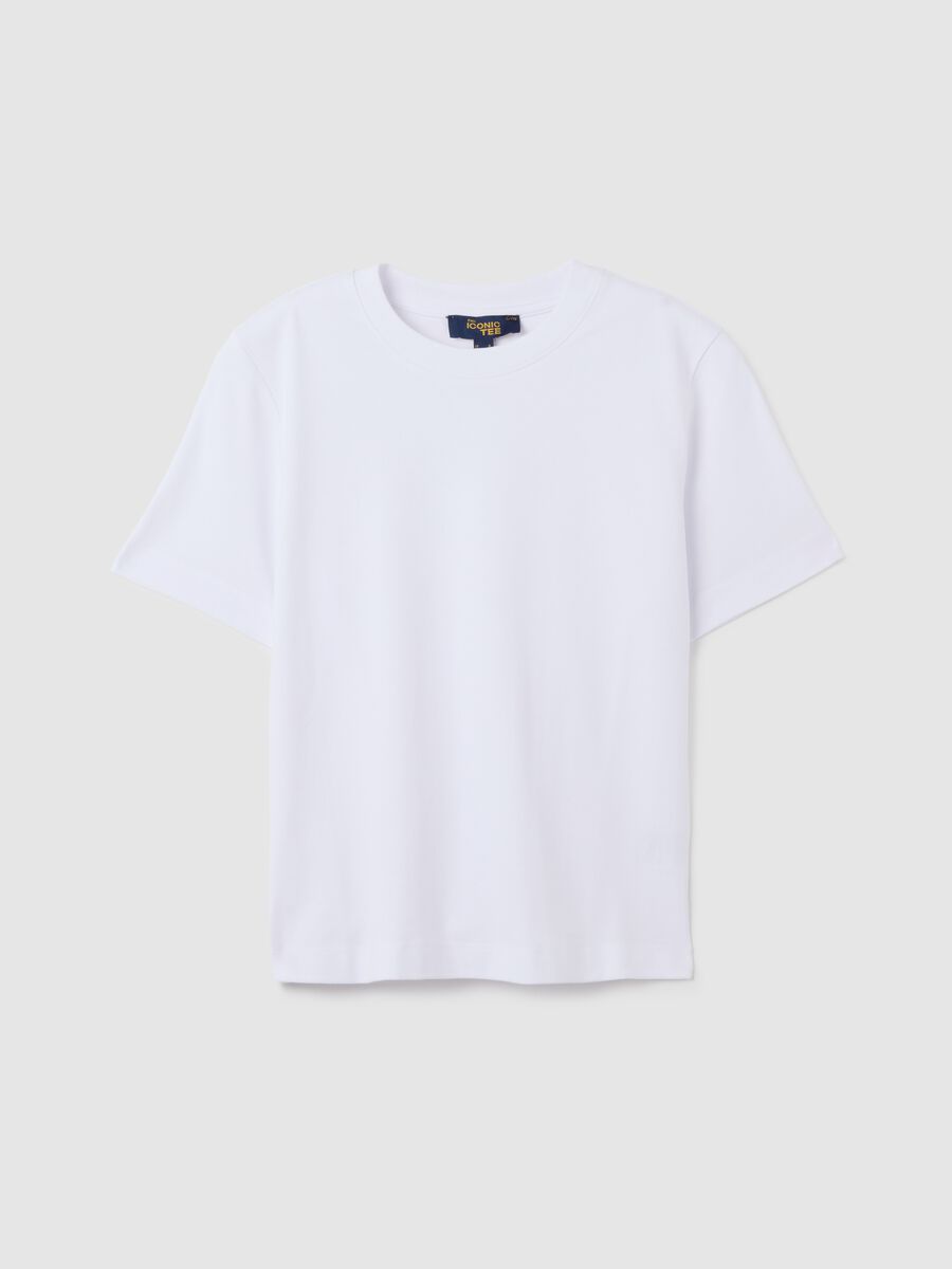White pure cotton regular fit t-shirt_5