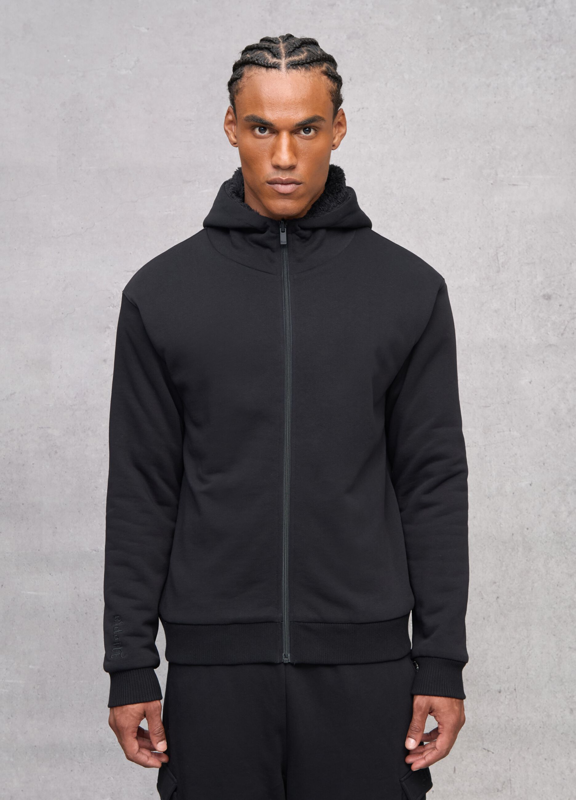 Reversible Teddy Full-Zip Hoodie Black