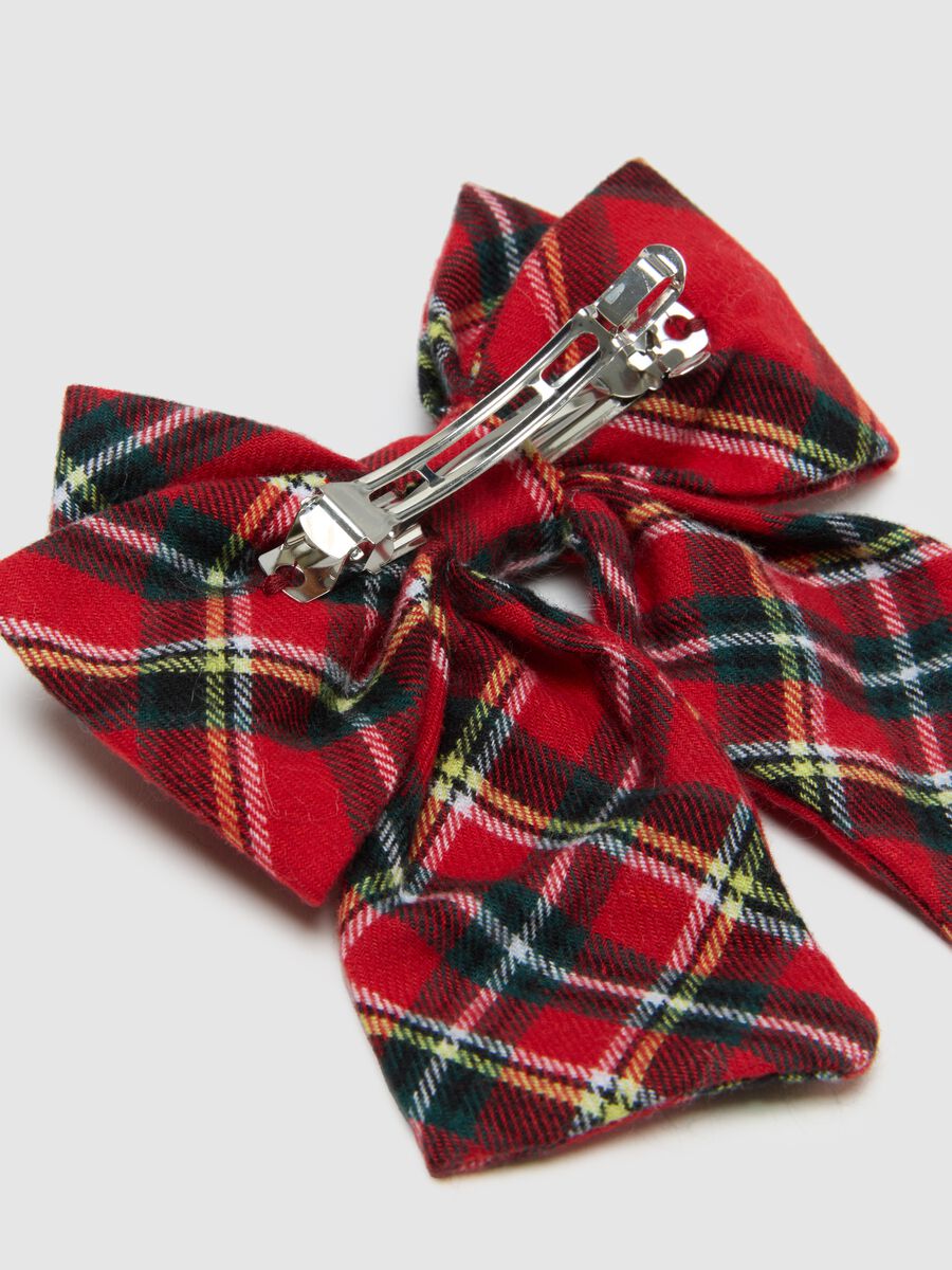 Girls' Multicolour Check Cotton Hair Bow_2