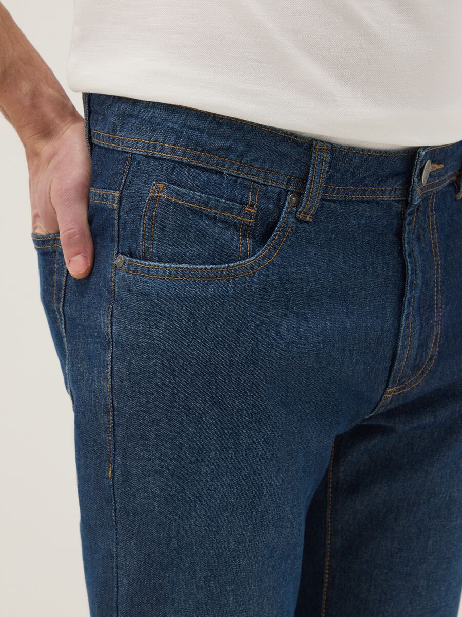 Blue Regular Fit Denim Pure Cotton Jeans_3