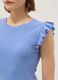 Sky blue slim fit pure cotton T-shirt with ruffles_3