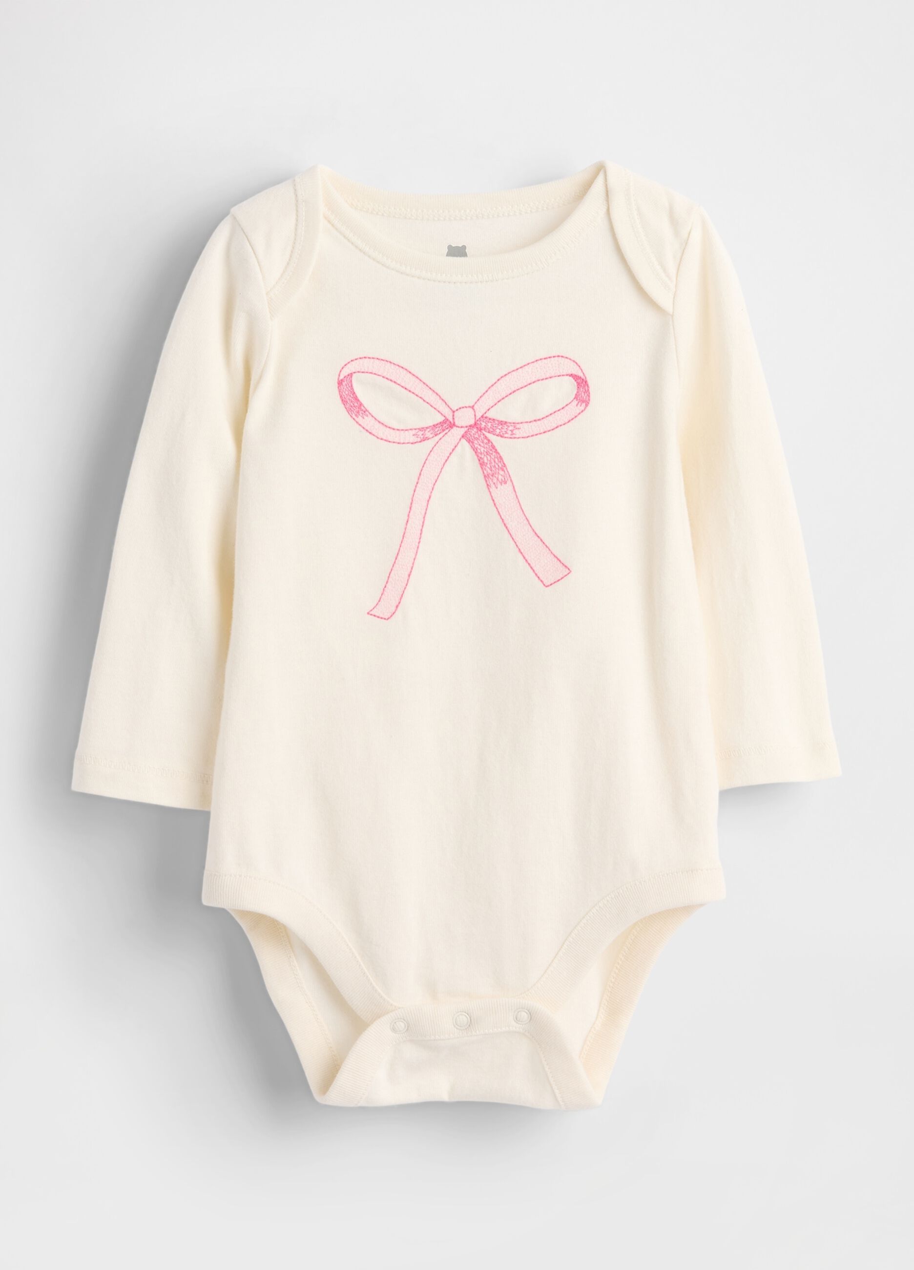 White cotton bodysuit with pink bow