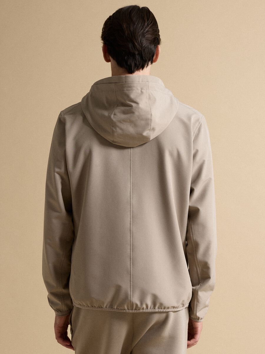 Beige hooded jacket in stretch fabric, regular fit_2