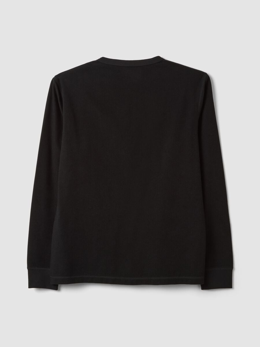 Black regular-fit honeycomb viscose-blend T-shirt_2