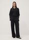 Black wide-leg trousers with elasticated waist_0