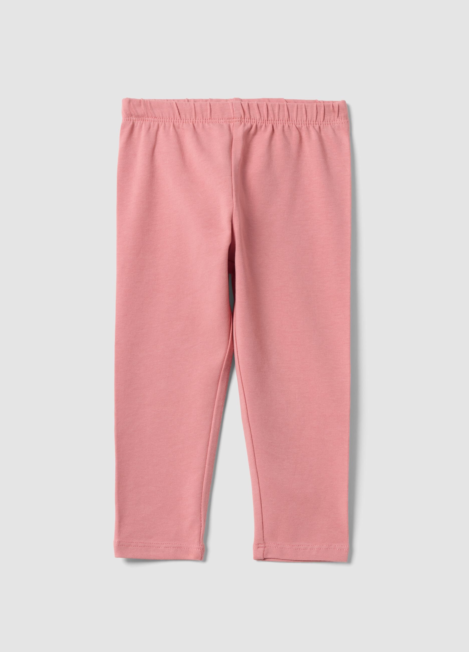 Rosa Slim-Fit-Leggings aus elastischer Bio-Baumwolle f&uuml;r Baby-M&auml;dchen