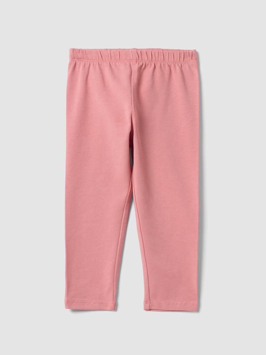 Pink slim-fit stretch organic cotton leggings for baby girl_0