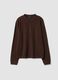 Maglia marrone chiaro girocollo in puro cotone over fit_0