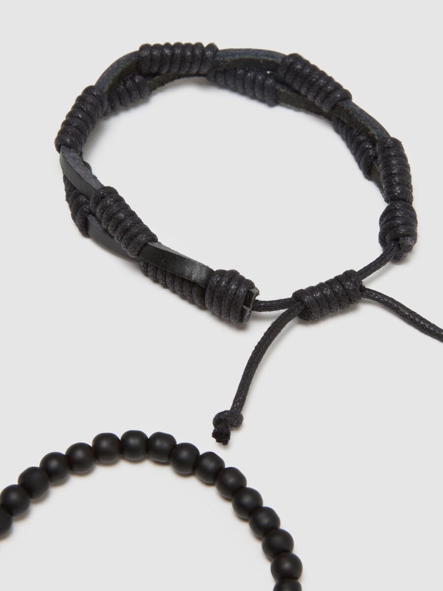 Black Genuine Leather Bracelet Twin Pack_1