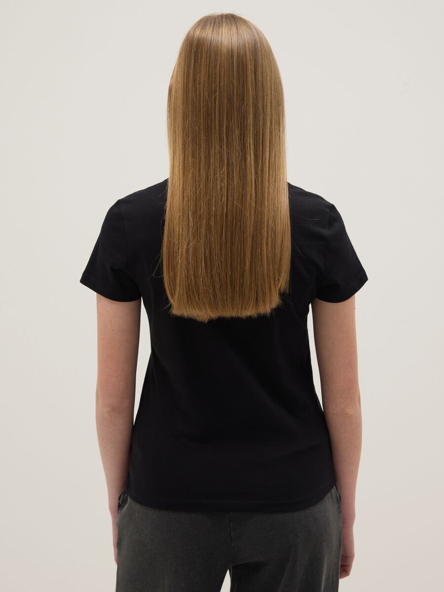 Girls' black pure cotton t-shirt regular fit with print_1