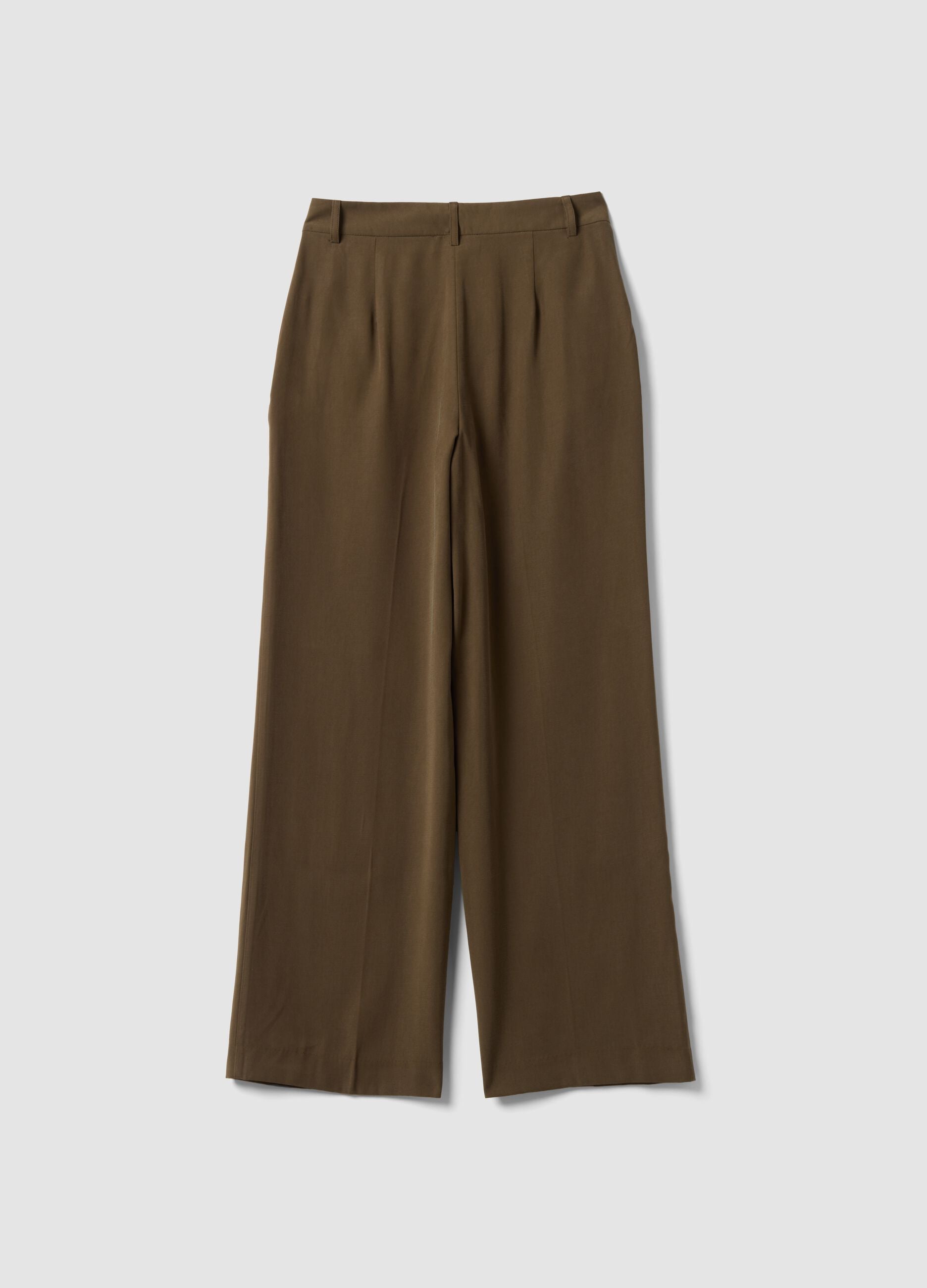 Green viscose-blend straight-leg trousers