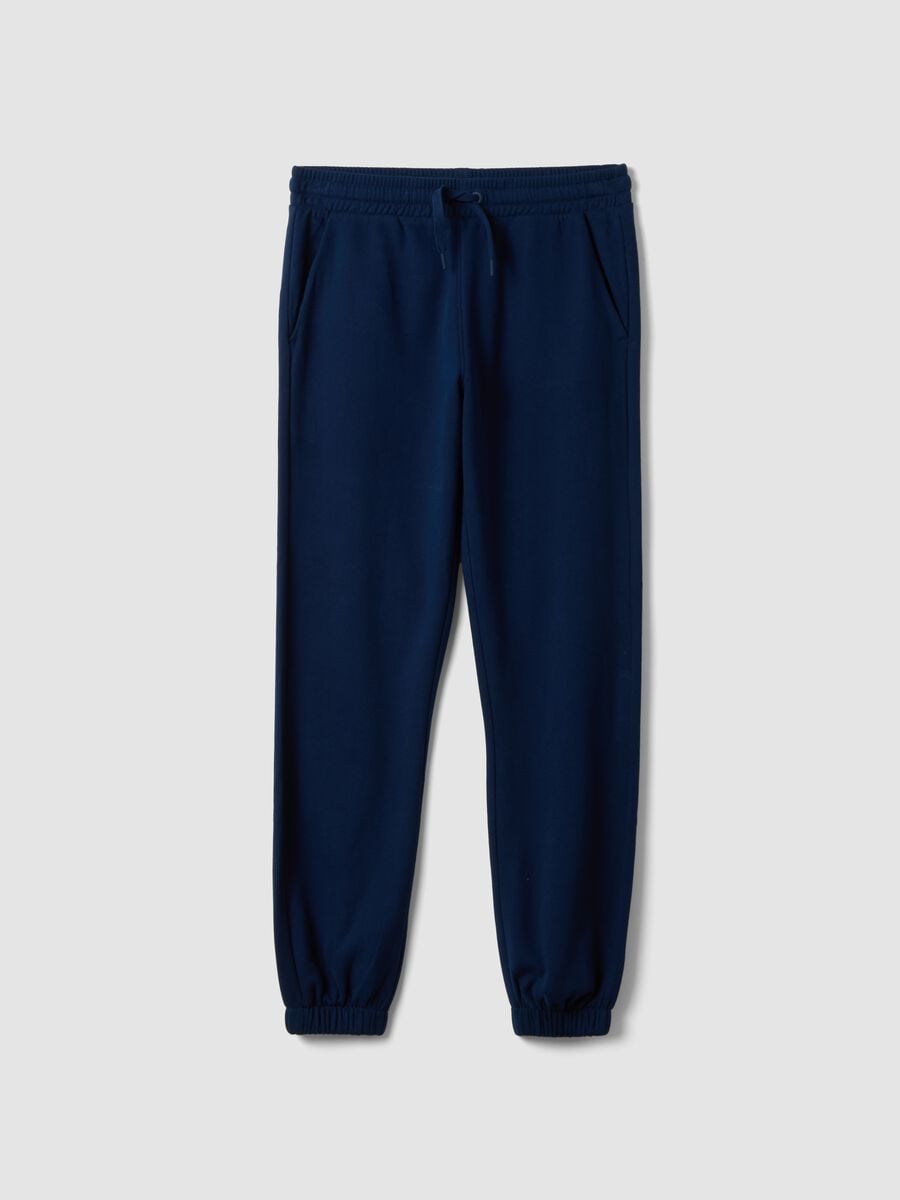 Pantaloni jogger blu in misto cotone organico e viscosa_5