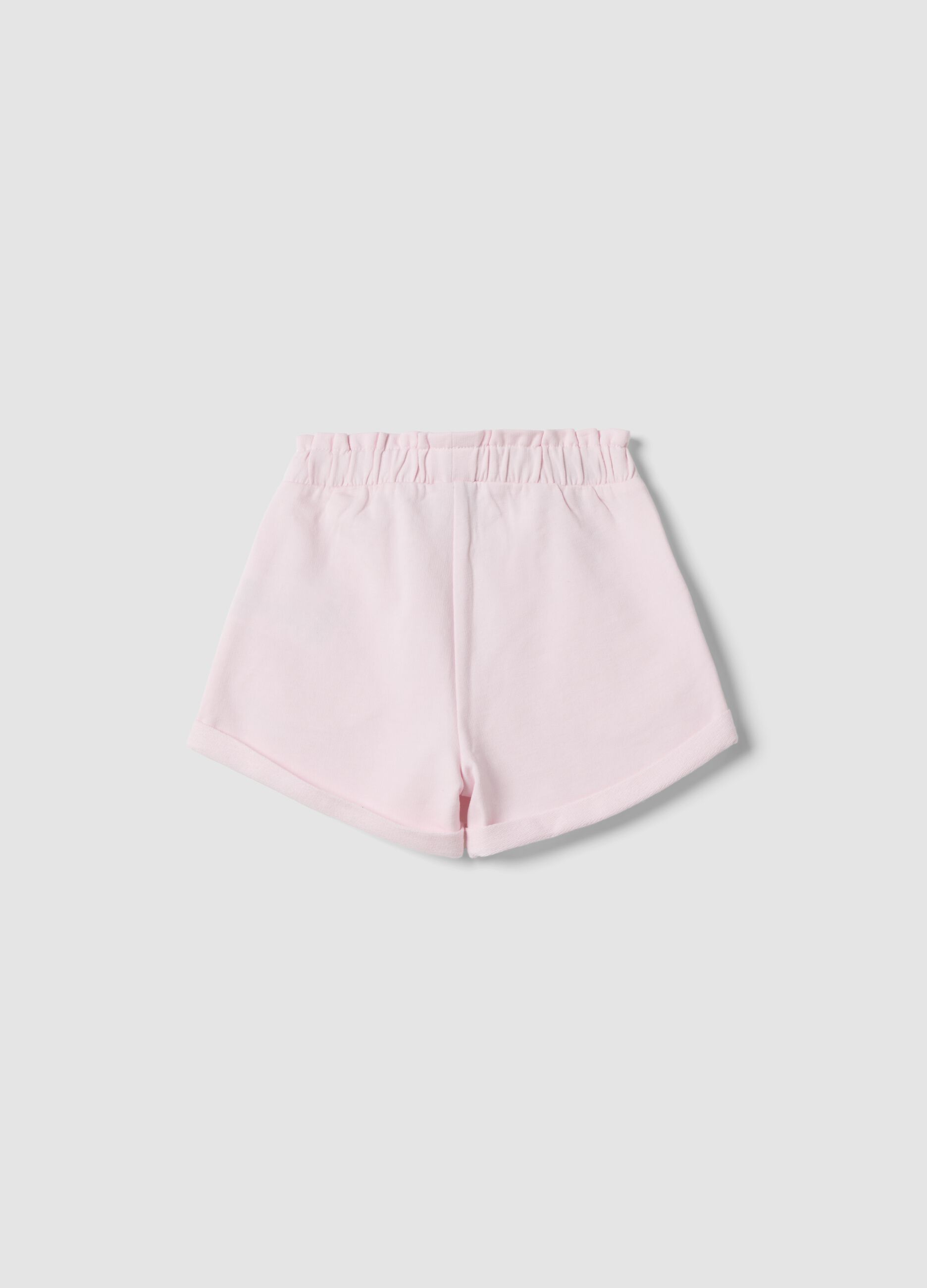 Girls&rsquo; pink stretch cotton shorts with bow