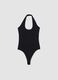 Schwarzer Body aus Stretchstoff mit Strass, Regular Fit_0