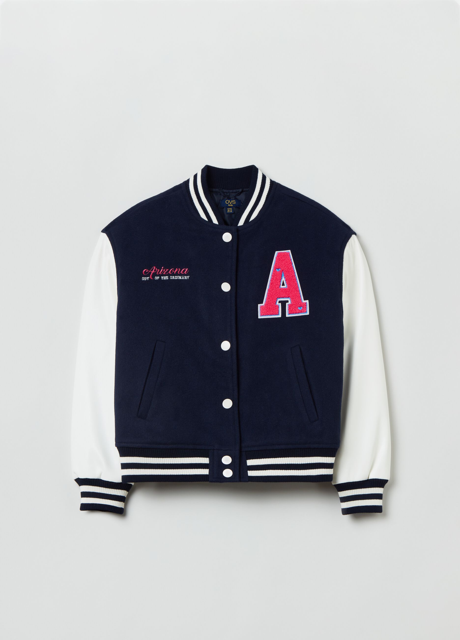 Combined varsity bomber jacket with patch_0