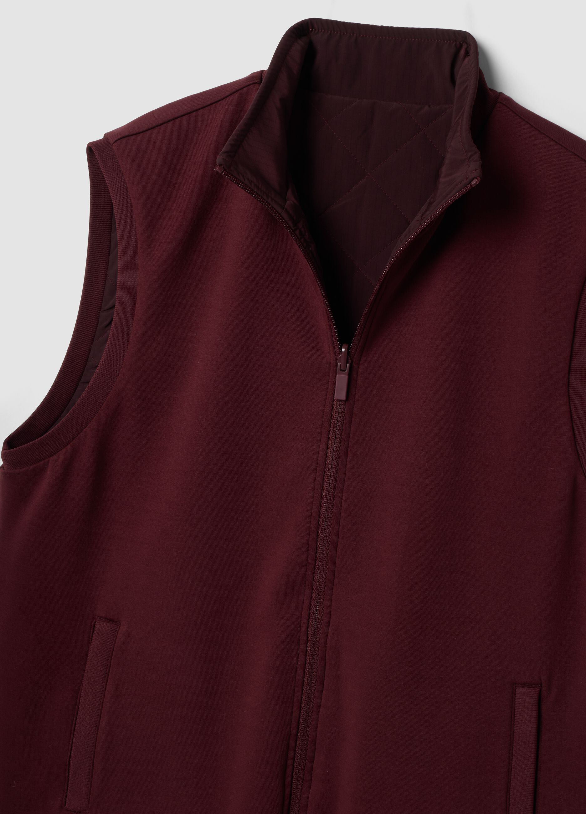 Rote, wendbare Weste aus Stretch-Baumwolle mit Kragen, Regular Fit
