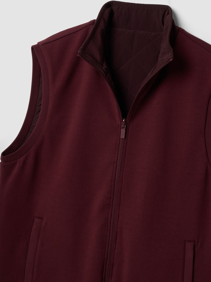 Red reversible stretch-cotton gilet with collar, regular fit_2