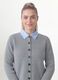 Cardigan grigio con colletto regular fit a coste effetto doppio strato_2