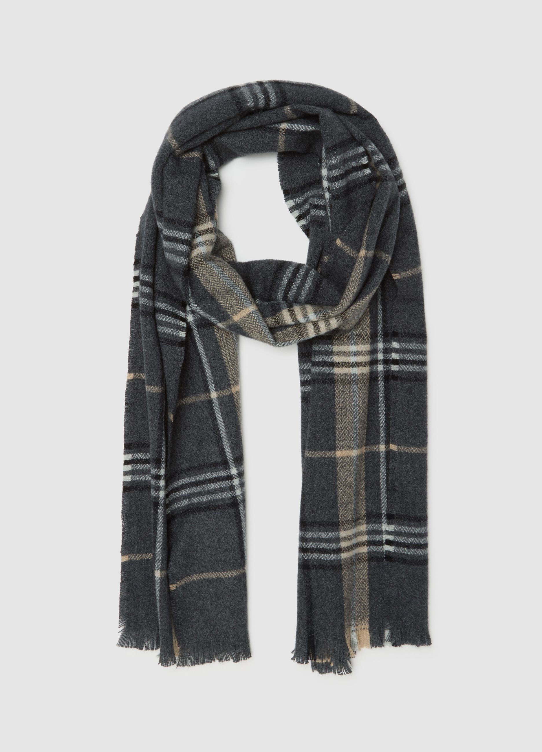 Grey Checked Scarf