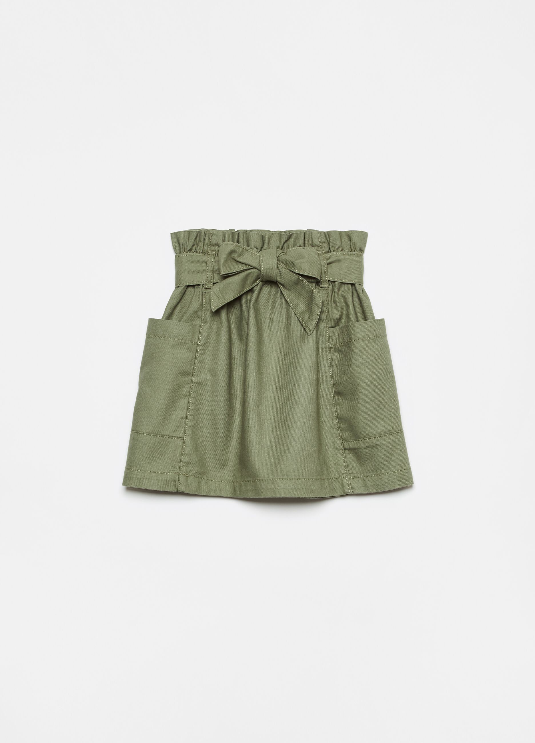 Paper bag skirt in twill