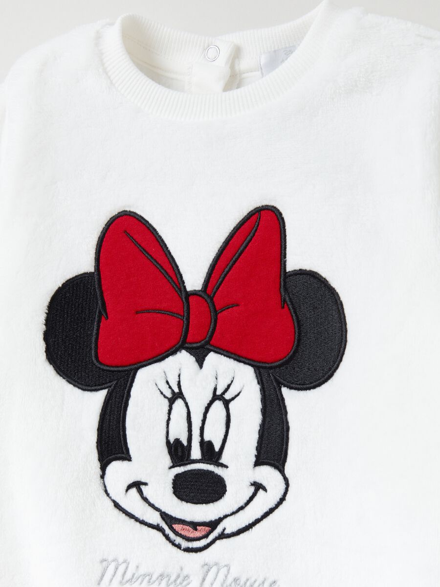 Faux fur sweatshirt with Minnie Mouse embroidery_2