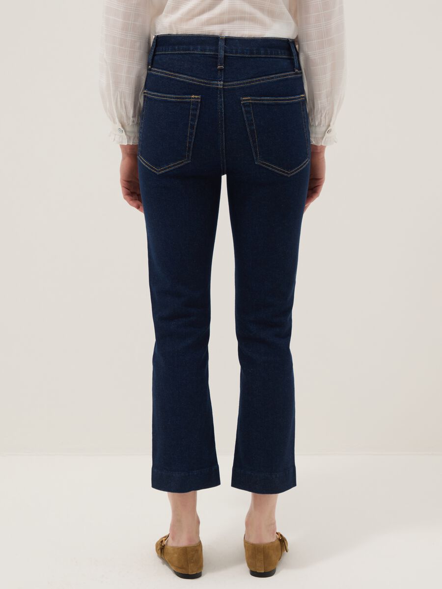 Stretch Cotton Denim Blue Bootcut Jeans_2