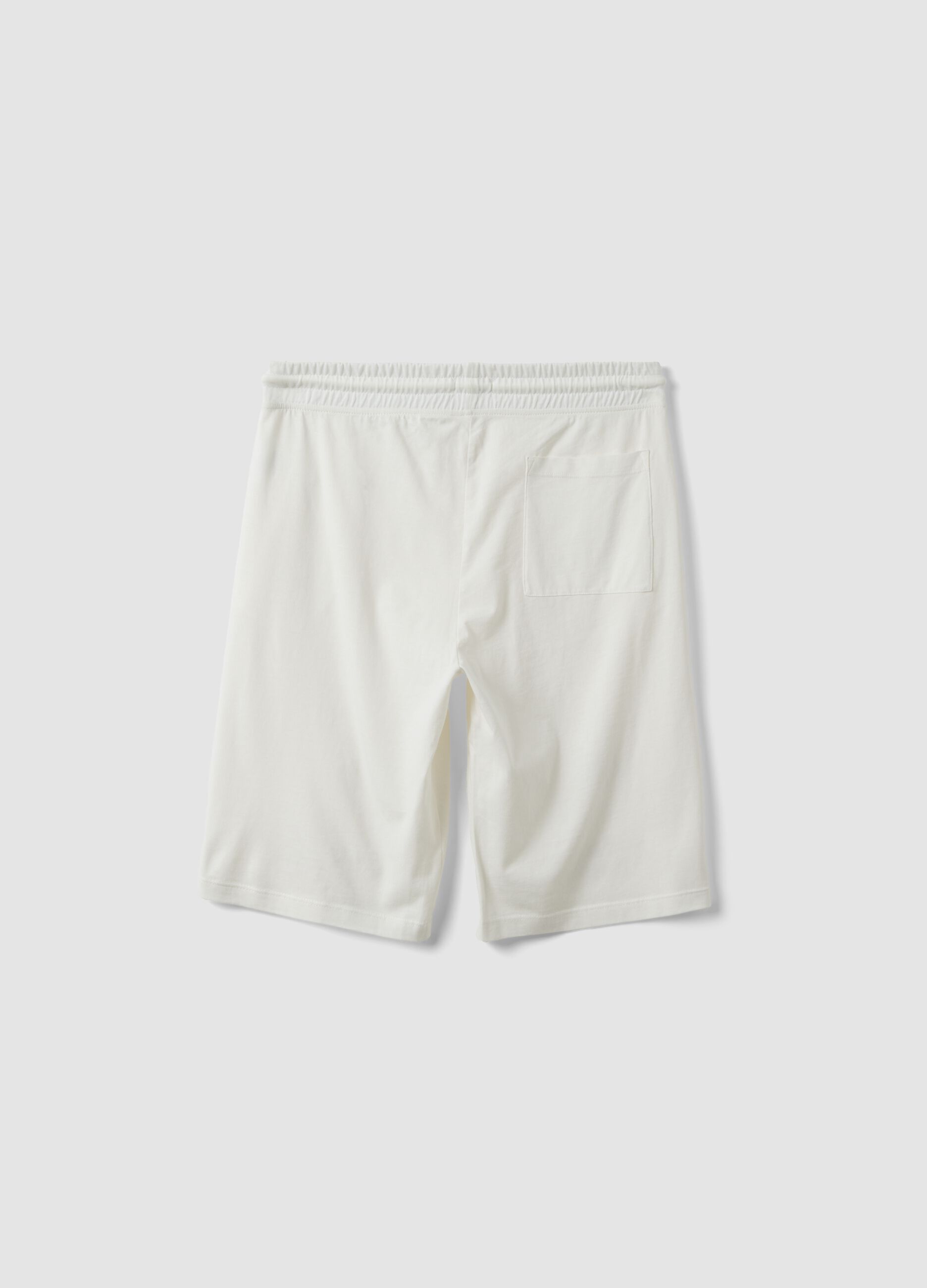 Boys' pure cotton white shorts, regular fit, with prints