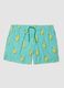 Blaue gestreifte Badeshorts mit Zitronen-Print_0