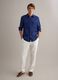 Blue regular-fit pure linen shirt with double pocket_1