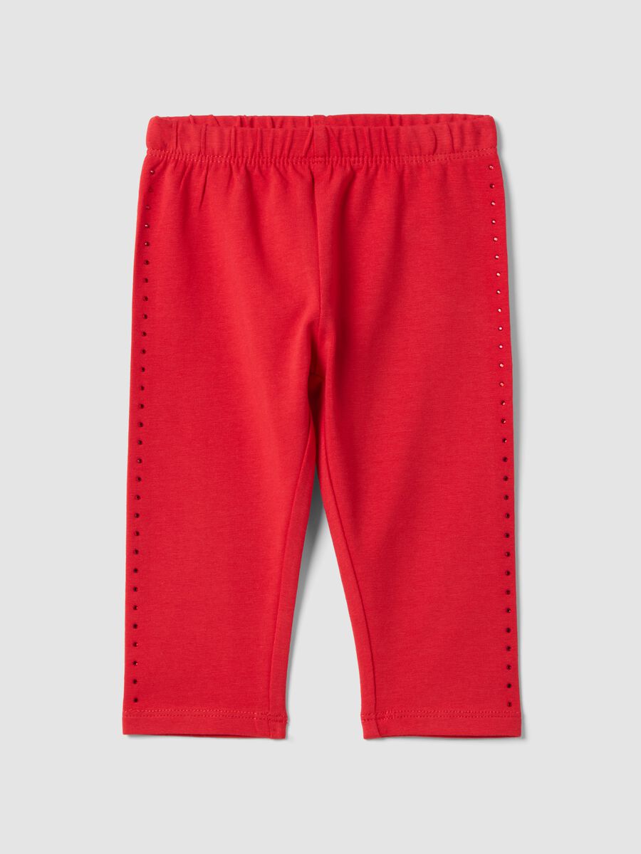 Girls' Red Slim Fit Cotton Stretch Leggings_0
