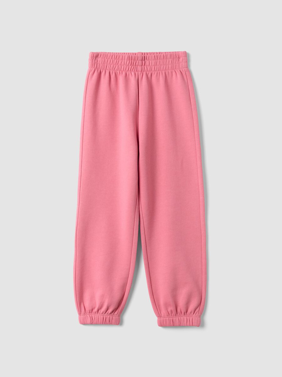 Cal&ccedil;as jogger rosa em fleece de algod&atilde;o puro, corte regular_0