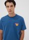 Blaues T-Shirt aus reiner Baumwoll-Jersey mit Print, Regular Fit_0