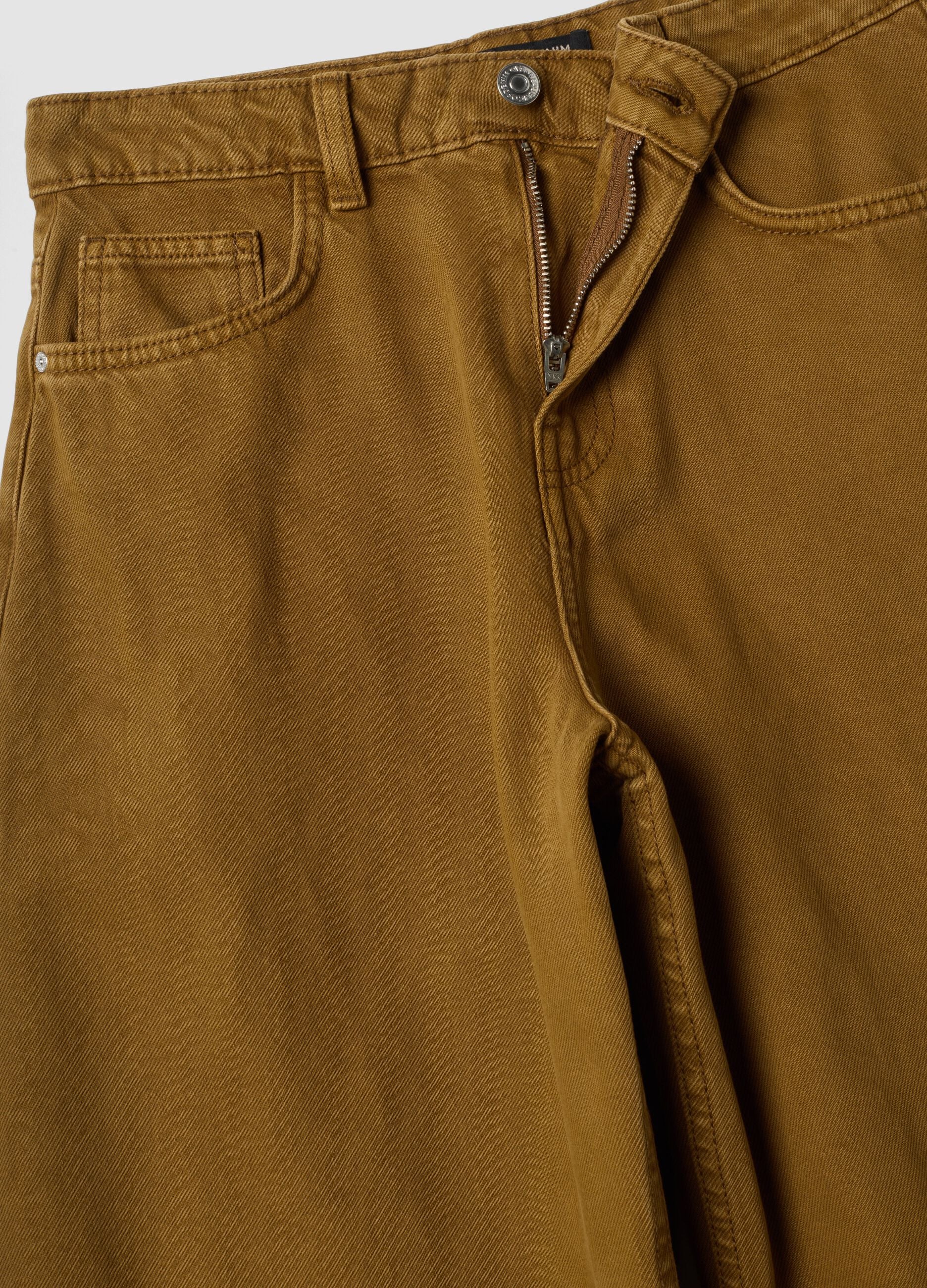 Brown pure cotton barrel-fit jeans