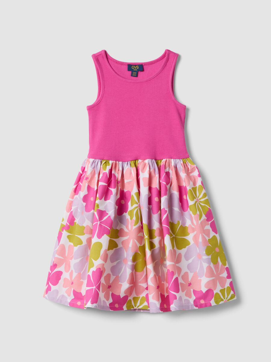 Pink sleeveless stretch cotton dress_0