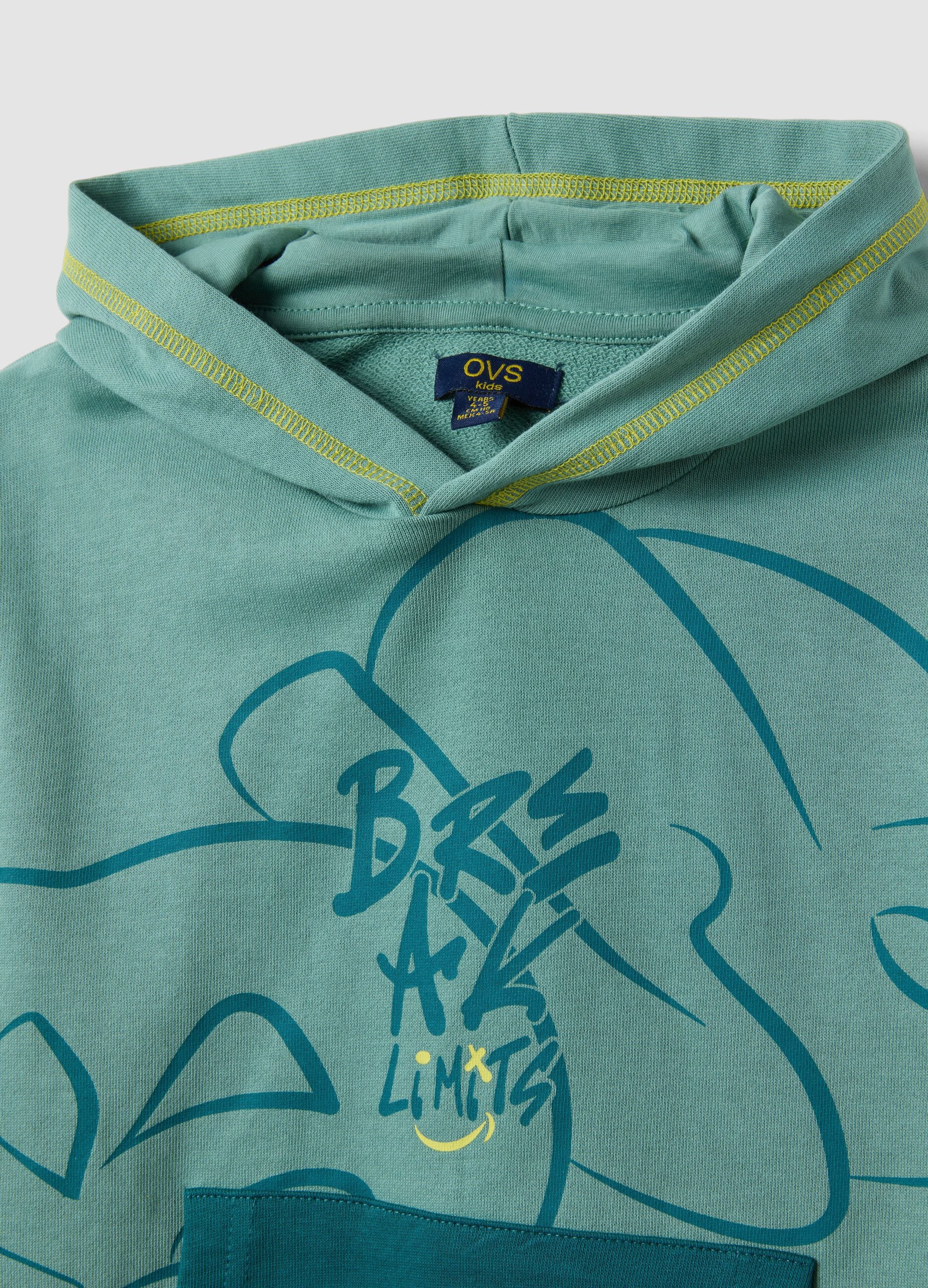 Gr&uuml;ner Oversize-Hoodie aus reiner Baumwolle f&uuml;r Jungen