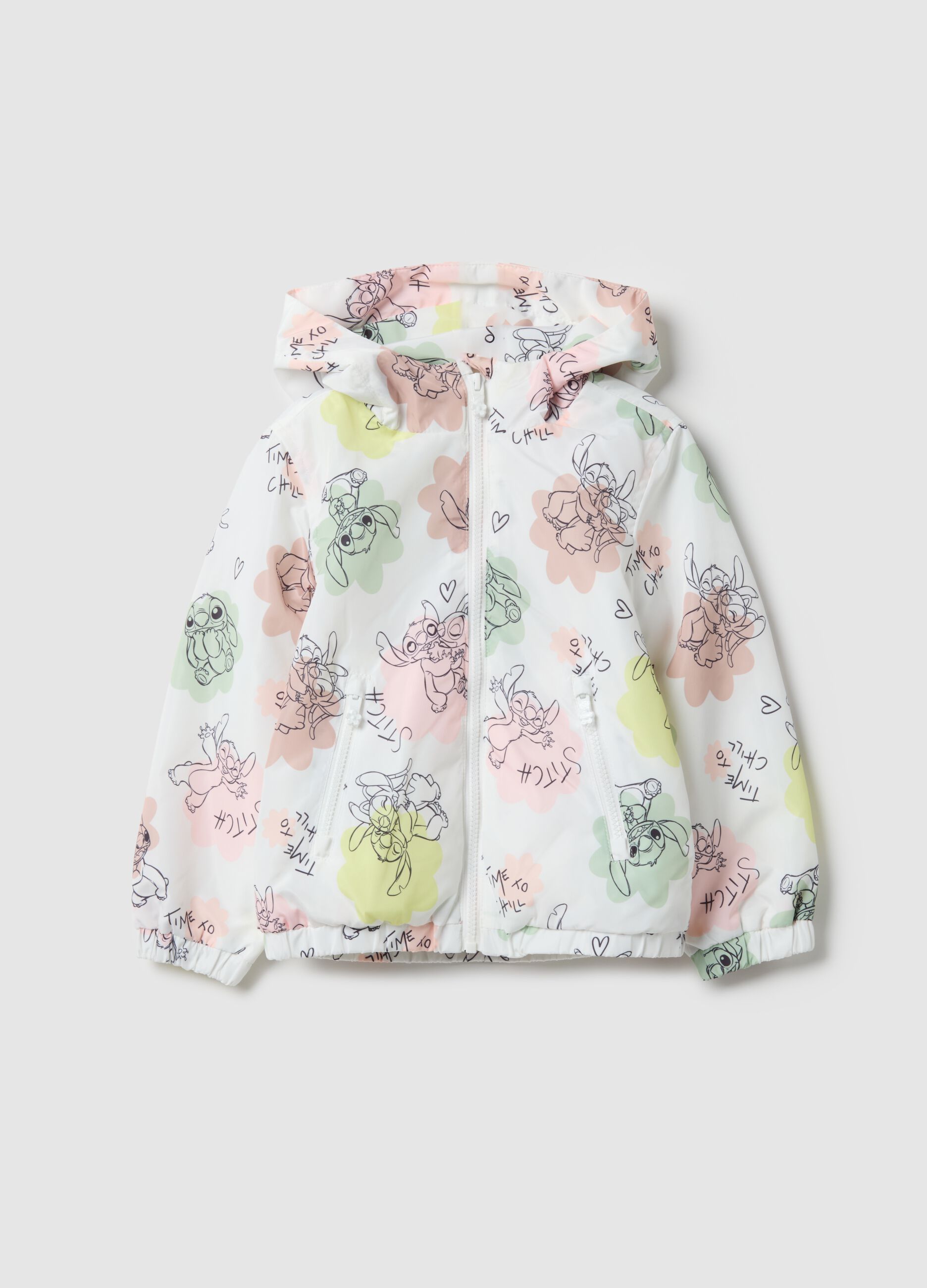 Multicolour padded jacket for girls with regular fit and hood