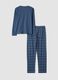 Blue V-neck pyjamas in pure organic cotton_2