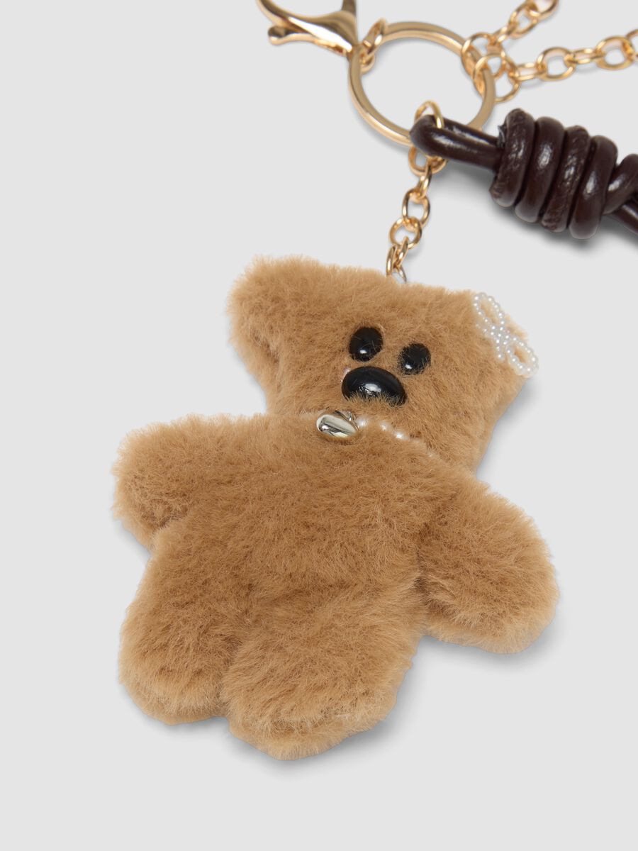 Brown keyring with teddy bear and charms_2